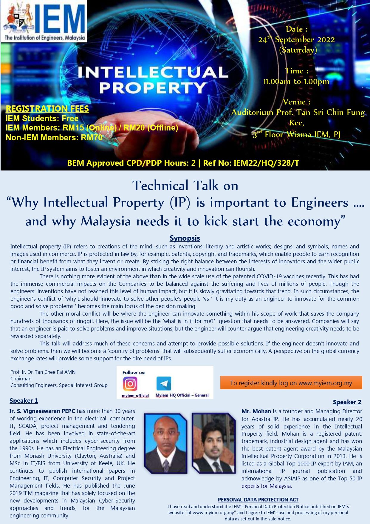 Read more about the article Institution of Engineers of Malaysia (IEM) IP seminar